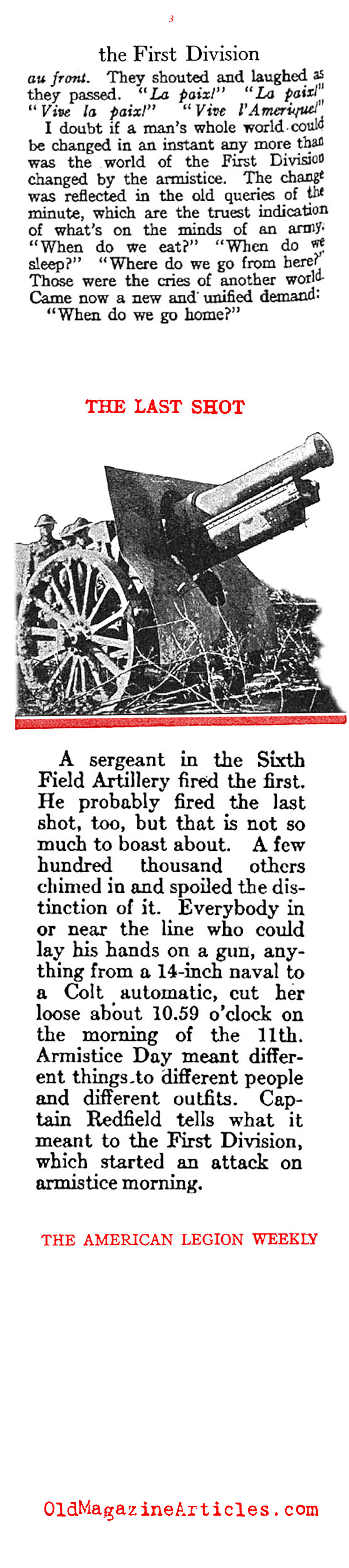 November 11th With the First Division (American Legion Weekly, 1919)